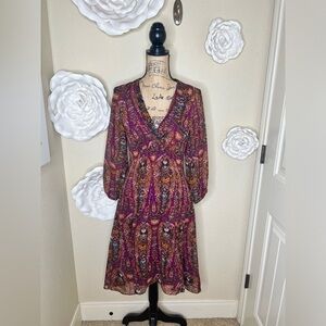 Jessica Simpson Brown & Purple Floral Size 6 High Low Dress